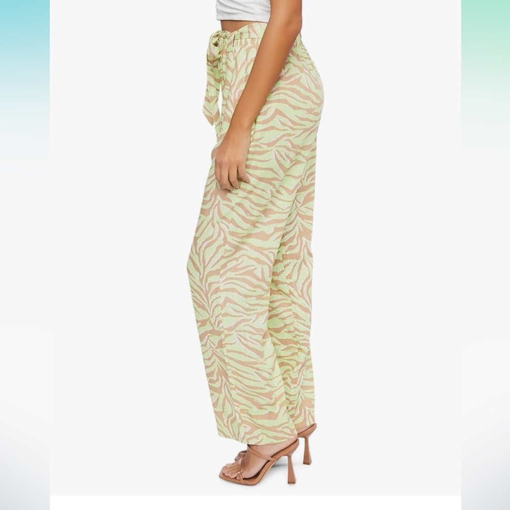 NWT Forever 21 Women's Belted Zebra Print High-Rise Pants - Picture 3 of 3